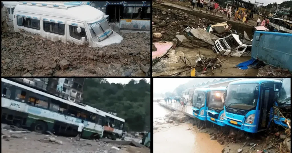 mandi dharmpur bus stand cloud burst